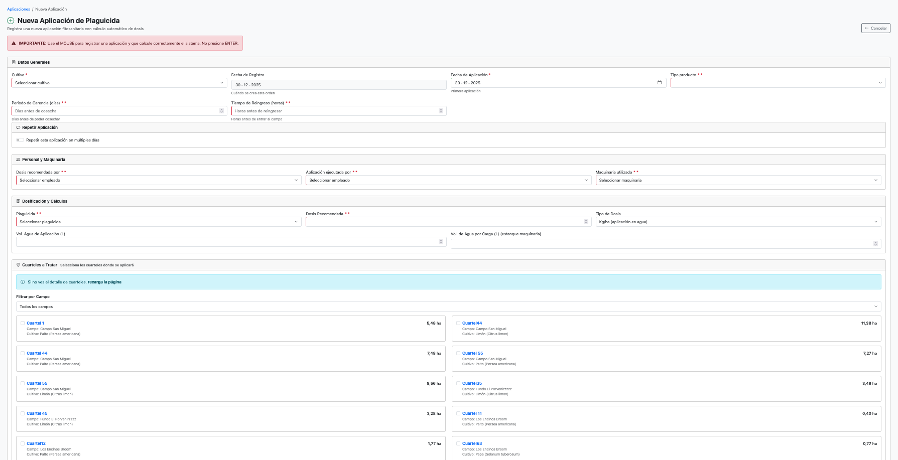 Formulario aplicación